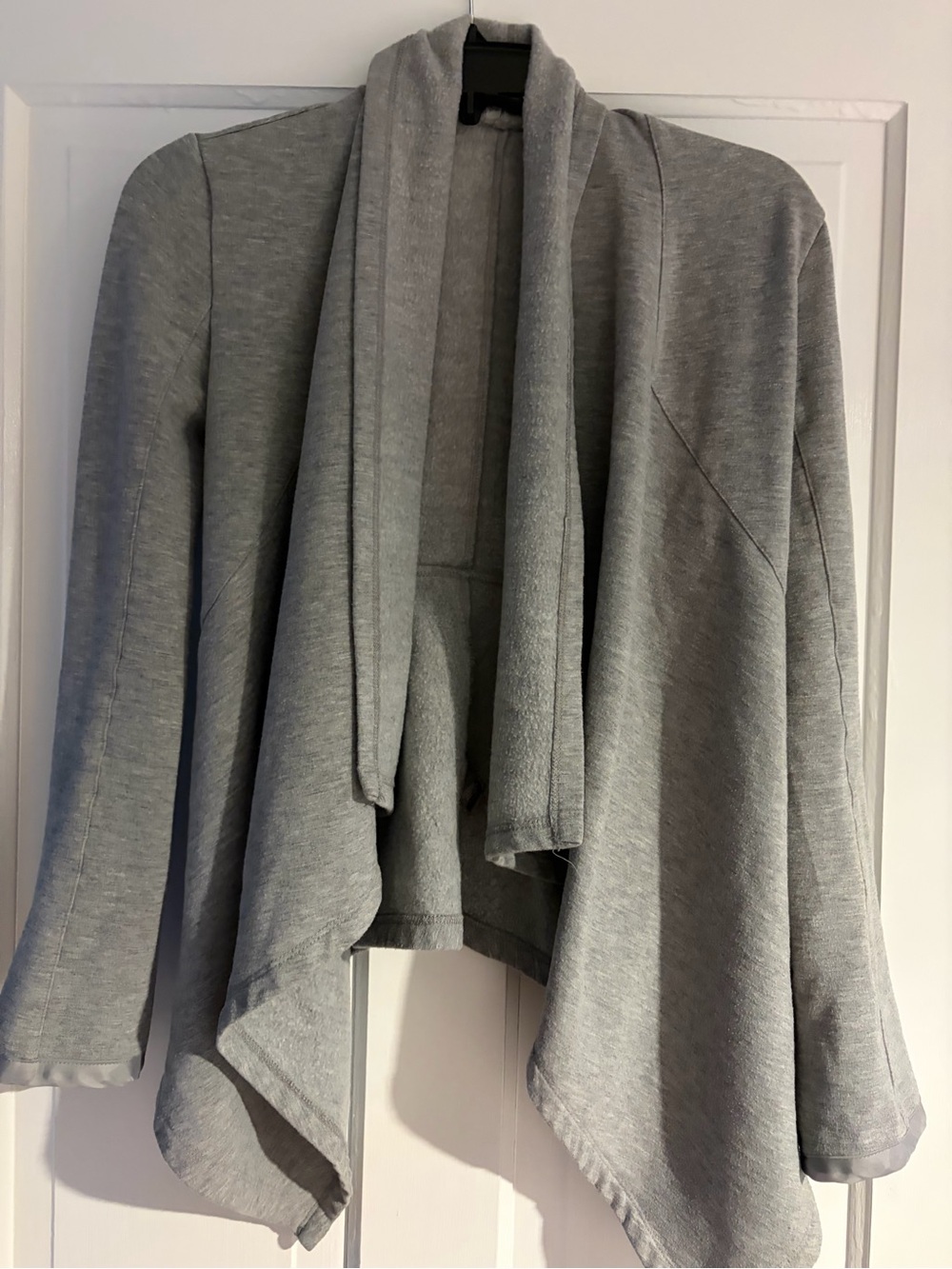 Neiman Marcus Gray Draped Open-Front sweatshirt Cardigan